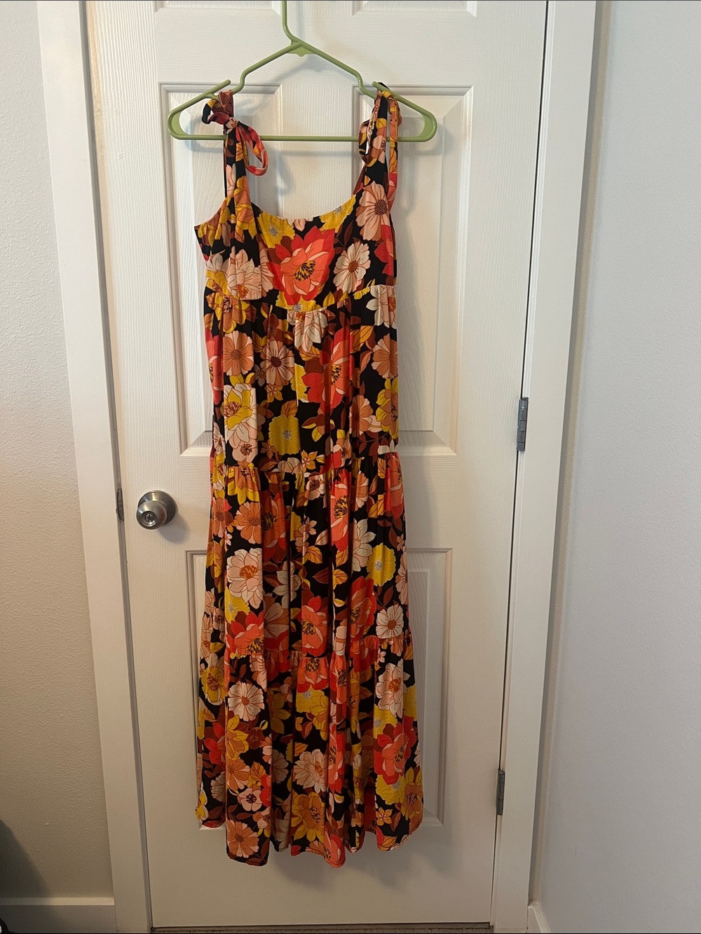 Dress Forum Black Maxi Dress with Coral and Yellow Floral Print